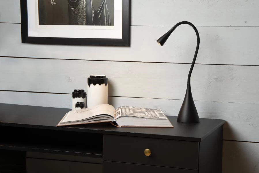 Lucide ZOZY - Lampe de bureau - LED Dim. - 1x4W 3000K - 3 StepDim - Noir - ambiance 1